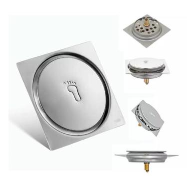 Imagem de Ralo Click 10x10 Inteligente Oculto Inox Quadrado Aço Grelha - DropJT