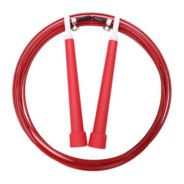 Imagem de Generic Corda de pular rápida com fio de aço, cabo confortável, ajustável, 360°, giratória, com rolamento de esferas, para treino esportivo, Vermelho