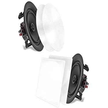 Imagem de Pyle Alto-falantes médios bidirecionais de 16,5 cm – Par de alto-falantes Woofer na parede/no teto 1/2" de alta conformidade com o design de montagem embutida do tweeter de polímero com 60 Hz - Resposta de frequência de 200 kHz Pico de 200 Watts - PDIC66