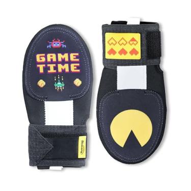 Imagem de Luva deslizante de beisebol/softball, proteção ajustável para pulso e mão, tamanhos para jovens e adultos, design retrô de pixel dupla face