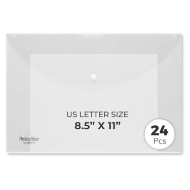 Imagem de FLEXOFFICE Envelopes de plástico tamanho legal com fecho de pressão 24 x 30,5 cm, transparente, organizador de pastas para documentos, tamanho A4, tamanho carta dos EUA, para material escolar e de