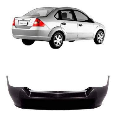 Imagem de Para-choque Traseiro Pintado Preto Compatível Fiesta Sedan 2003 a 2010 Reposição Automotiva Encaixe Preciso Durável Acabamento Moderno Proteção e Estética Veicular