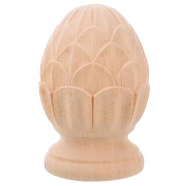 Imagem de DIYEAH Ponteiras Esculpidas Em Madeira para Decoração de Balaústres, Topo de de Abacaxi, Tampa para Poste de Cama, Artesanato Faça Você Mesmo, Decoração de Móveis, 5,9 X 3,9 Polegadas