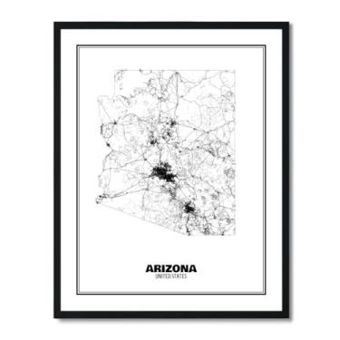 Imagem de Susie Arts Pôster de arte abstrata de mapa de rua do estado do Arizona, 28 x 35,5 cm, decoração de parede, casa, escritório, escola, sds003