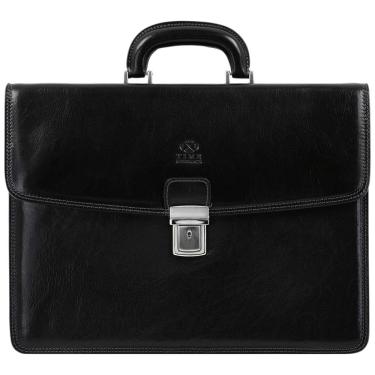 Imagem de Bolsa Maleta de Couro Masculina para Laptop, TIME RESISTANCE, Preto