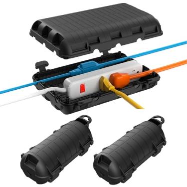 Imagem de Caixa de cabo de extensão externa, pacote com 3 unidades, grande, à prova d'água, protetor de plugue de plugue de conexão de cabo, capa de segurança IP54 resistente à água para filtro de energia, luz
