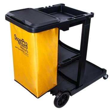 Imagem de Carro de Limpeza Funcional com Bolsa de Viníl, Cor Preta, SuperPro Bettanin