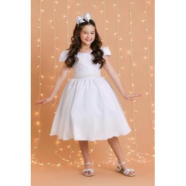 Imagem de Vestido Infantil Branco com Renda para Daminhas de Festas - no-brand, 