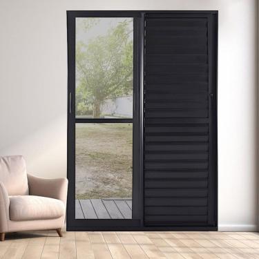 Imagem de Porta de Alumínio Correr 210x200cm 3 Folhas Magnum Atlântica Branco