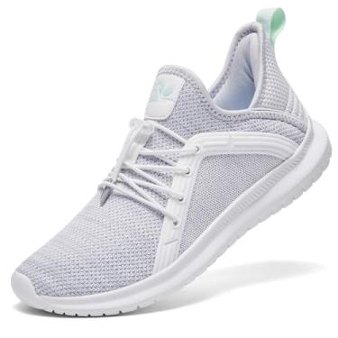 Imagem de ALEADER Tênis De Caminhada Feminino Energycloud Comfort Slip-On Para Treino Na Academia, Branco/Cinza Claro, Tamanho 7,5