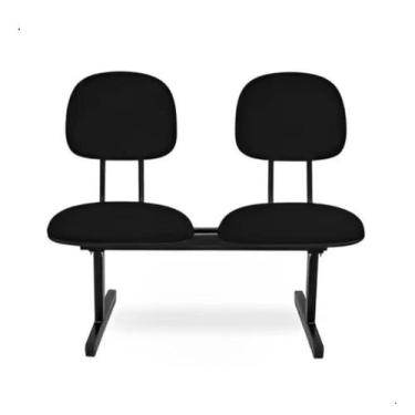 Imagem de Cadeira longarina 2 lugares sala de espera recepção preto - Sintonia F