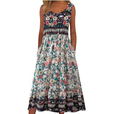 Imagem de Vestido maxi feminino Medlor com estampa floral boho 2025 plus size