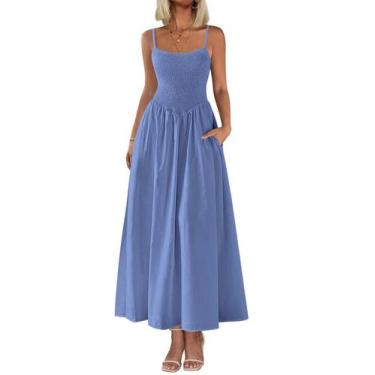 Imagem de Vestido longo feminino PRETTYGARDEN, com blusa, verão 2025, azul XXL