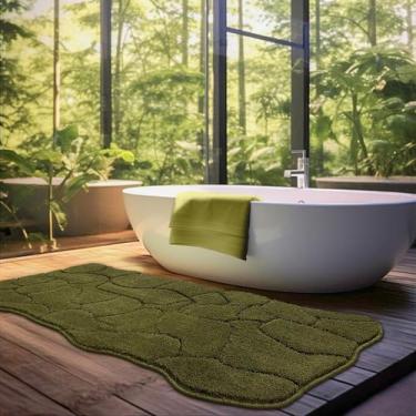 Imagem de Tapete de banho BSICPRO Large Runner 56x120cm de microfibra verde oliv