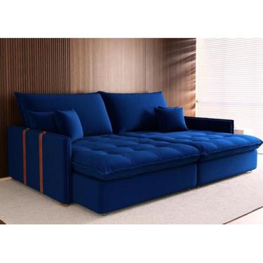 Imagem de Sofá Retrátil sem caixa Maldivas 2,14m (L) em Linho - Cialar, Azul Mar