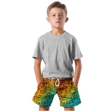 Imagem de Shorts Infantil Bermuda Calção Praia Verão Ghost Fantasma Cartoon 156 
