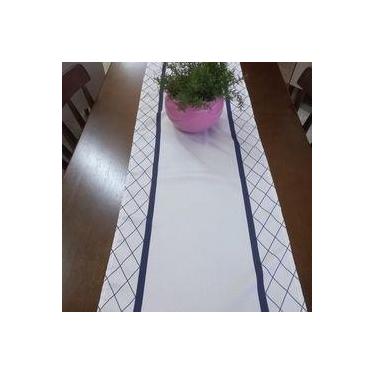 Imagem de Caminho de mesa 40 x 1,45 - faixa cinza + azul - DIAS DECOR