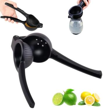 Imagem de Espremedor de Limão Manual em Metal Com Revestimento Preto Premium 20cm Extração Máxima de Suco Design Ergonômico e Moderno para Cozinha Bares e Drinks