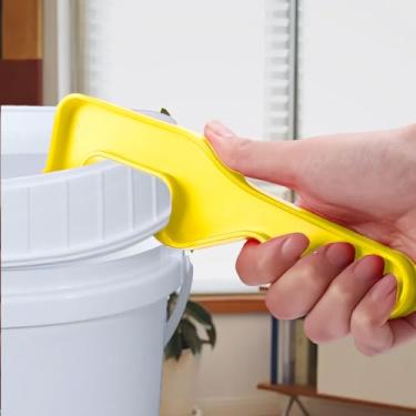Imagem de Chave de abridor de lata manual para balde de mel de galão tampa de balde de tinta barril de remoção de tampa ferramenta de abertura doméstica, amarelo