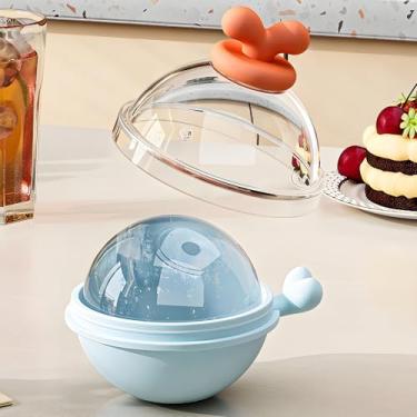 Imagem de Molde de bola de gelo de silicone com tampa laranja azul