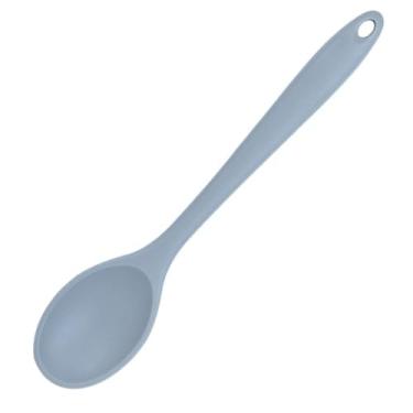 Imagem de Colher mexedora de cabo longo à prova de queda colher de iogurte sobremesa sorvete silicone ferramenta de cozinha (cinza)