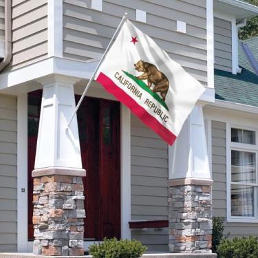 Imagem de Bandeira do estado da Califórnia de 9,5 cm x 1,5 m - Cor vívida e à prova de desbotamento - Cabeçalho de lona e costura dupla - Bandeiras de poliéster da Califórnia com ilhós de latão 9,5 x 1,5 m
