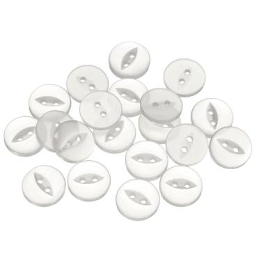 Imagem de Generic 20 botões de costura redondos brancos 24L 15 mm 5/20.3 cm resina 2 furos olho de peixe botão de substituição para artesanato, calças, saia, roupas, botões de fixação