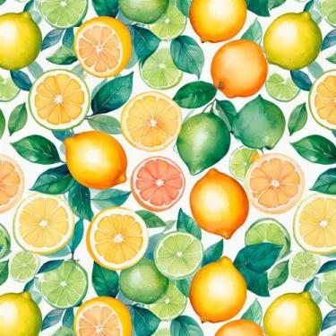 Imagem de Tecido Tricoline Limões Siciliano e Laranjas - Peripan - 50 x 150 cm