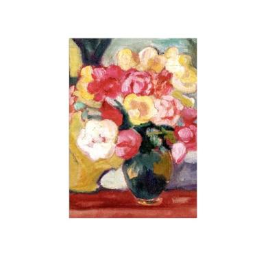 Imagem de BMZFYBS Pôster e impressões em tela de flores vintage - reprodução de pintura de parede famosa - vaso de rosa - imagens para sala de estar 70 x 100 cm 27 x 39 cm sem moldura