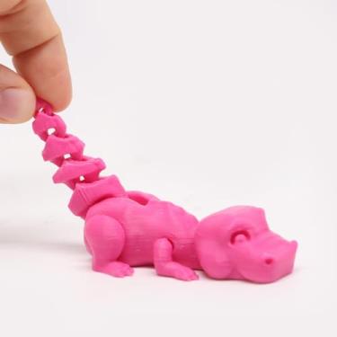 Imagem de Estatueta de dinossauro rosa impressa em 3D, pequeno réptil, modelo de decoração para prateleira, decoração de mesa, destaque para casa ou espaços de trabalho