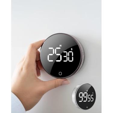 Imagem de 1 temporizador magnético giratório para cozinha – temporizador digital de contagem regressiva com tela grande para cozinhar, faculdade, assar e sala de aula (2,95 polegadas)