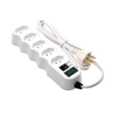 Imagem de Filtro com 5 tomadas branca 2p+t 1,5 metros - ilumi