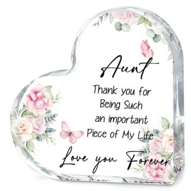 Imagem de Presentes para tia - Decorações de acrílico em forma de coração 9,9 x 9,9 cm, presente de aniversário delicado de tia da sobrinha - Presentes de aniversário de Natal para Dia das Mães Ideias de tias