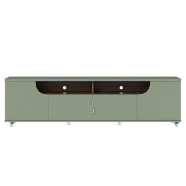 Imagem de Rack Bancada Satriani 4 Portas De Giro Tv Até 75 Polegadas Hortelã - Amêndoa