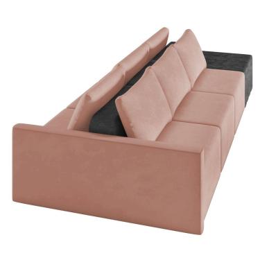 Imagem de Sofá Ilha 3 Lugares Living 402cm Modulado Lary Veludo Pu Pto K01 Cor Rose