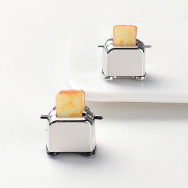 Imagem de Decoração de estatueta de torradeira, design de máquina de pão com torrada dourada, ornamento de bancada de cozinha