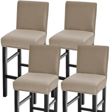 Imagem de GOSTADY Conjunto de 4 capas de banco de bar, à prova d'água, capas de assento para banco de bar, com altura elástica, para cadeira alta de pub com encosto, capas de cadeira de bar para cozinha, sala