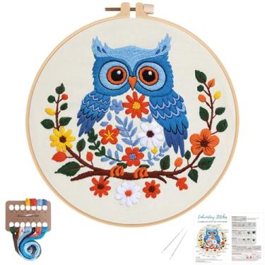 Imagem de Louise Maelys Kits de bordado de coruja para iniciantes, kit de artesanato de ponto cruz DIY para adultos, incluindo pano com padrão, argola, instruções de agulhas e linhas