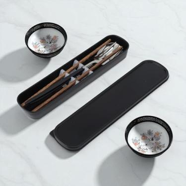 Imagem de Generic 1 conjunto de talheres para lava-louças, preto/prata, forquilha, pauzinhos, 3 peças com caixa, aço inoxidável, madeira, PP, prateado, preto