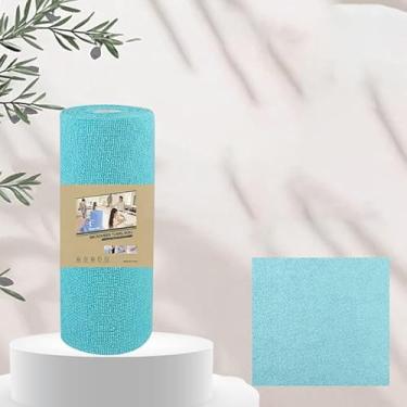 Imagem de 1 rolo/20 peças de panos de limpeza de microfibra de secagem rápida rolo descartável toalha de cozinha pano de prato rolos de toalha de limpeza reutilizáveis (azul)