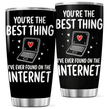 Imagem de KOIXA You'Re The Best Thing I'Ve Ever Found on Internet Design 590 ml Copo para casais romântico aço inoxidável caneca de viagem presente namorado namorada relacionamento de longa distância