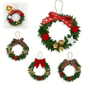 Imagem de Mini Guirlanda de Natal Verde-escuro 9cm | Decoração Natalina para Porta | Mini Guirlanda para decoração de árvore de Natal | Guirlanda Decorativa | Decoração Natalina