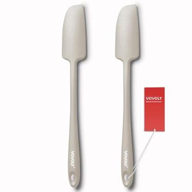 Imagem de Pacote com 2 espátulas Vovoly de silicone, raspador de borracha pequeno sem costura com núcleo de aço inoxidável, mini espátula resistente ao calor e antiaderente para potes e liquidificadores, livre
