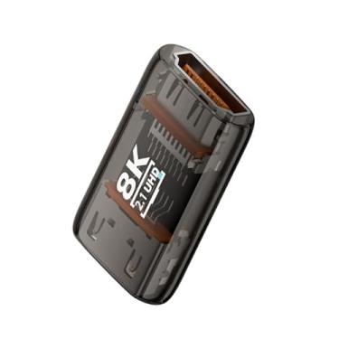 Imagem de xiwai Adaptador HDMI fêmea para HDMI 2.1 fêmea UHD 8K 60hz HDTV conversor extensor transparente com luz LED inteligente para monitor e projetor de TV