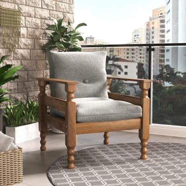 Imagem de Poltrona Madeira Maciça Liz Cr7003.T63 Imbuia/Cinza