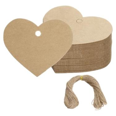 Imagem de PATIKIL Etiquetas de presente com cordão, 200 peças de etiquetas de papel em branco em forma de coração etiquetas para embrulho de presente com barbante de juta para lembrancinhas de festa de
