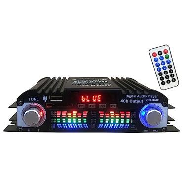 Imagem de Carro bt5.0 amplificador de potência de áudio 4 canais receptor estéreo de cinema em casa 12 v com rádio fm usb/sdcard/aux-in display lcd