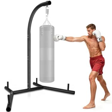 Imagem de Suporte de saco de pancadas atualizado, suporte de boxe resistente, suporte de saco de areia de aço, equipamento de treinamento durável independente até 61,7 kg para casa e academia, aço estável