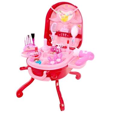 Imagem de Penteadeira Infantil Portátil com Maleta, Rosa, Material ABS, 42x33x31cm, Espelho e Acessórios de Beleza Inclusos, Dobrável e Transformável, para Crianças Acima de 3 Anos