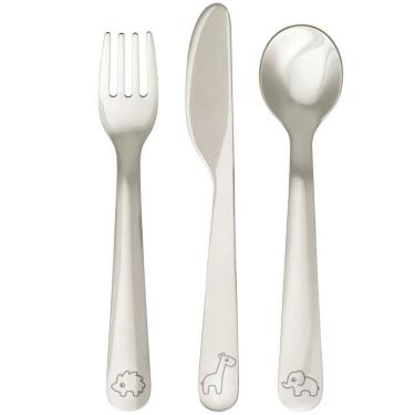 Imagem de Kit Talheres Cloudy Infantil Colher Garfo Faca com Desenho Aço Inoxidável Buba